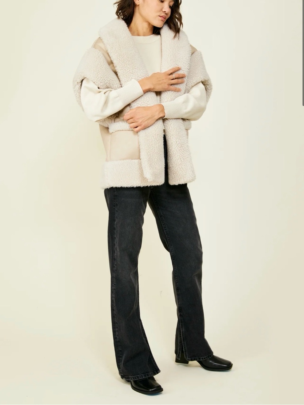 NWT! Line & Dot Ace Faux Shearling Vest